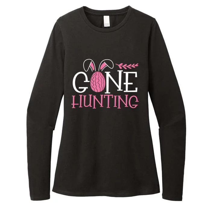 Cute Gone Hunting Easter Egg Bunny Graphic Gift Womens CVC Long Sleeve Shirt