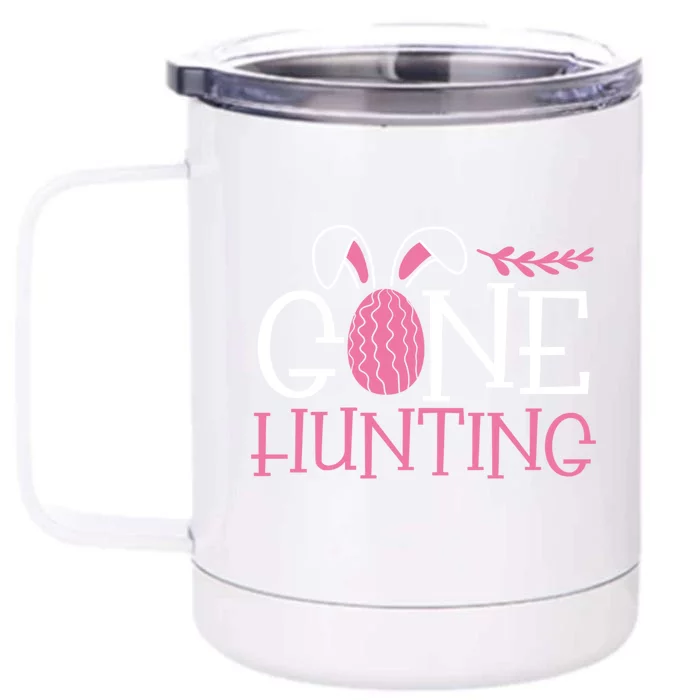 Cute Gone Hunting Easter Egg Bunny Graphic Gift Front & Back 12oz Stainless Steel Tumbler Cup