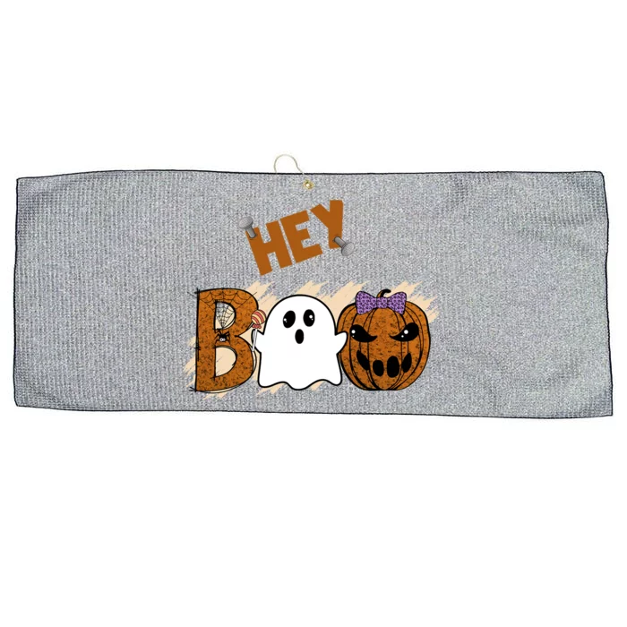 Cute Ghost Halloween Pumpkin Face Hey Boo Funny Gift Large Microfiber Waffle Golf Towel