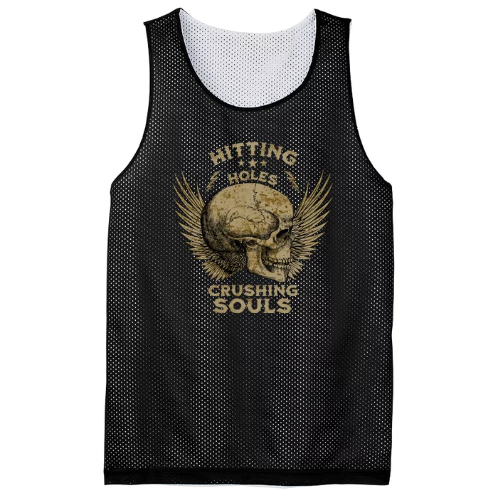 Cornhole Gift Hitting Holes And Crushing Souls Mesh Reversible Basketball Jersey Tank