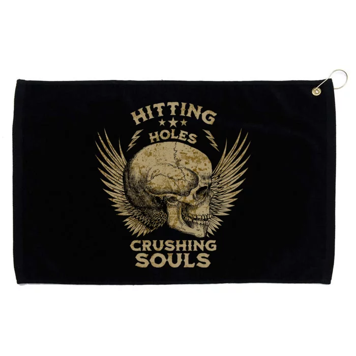 Cornhole Gift Hitting Holes And Crushing Souls Grommeted Golf Towel