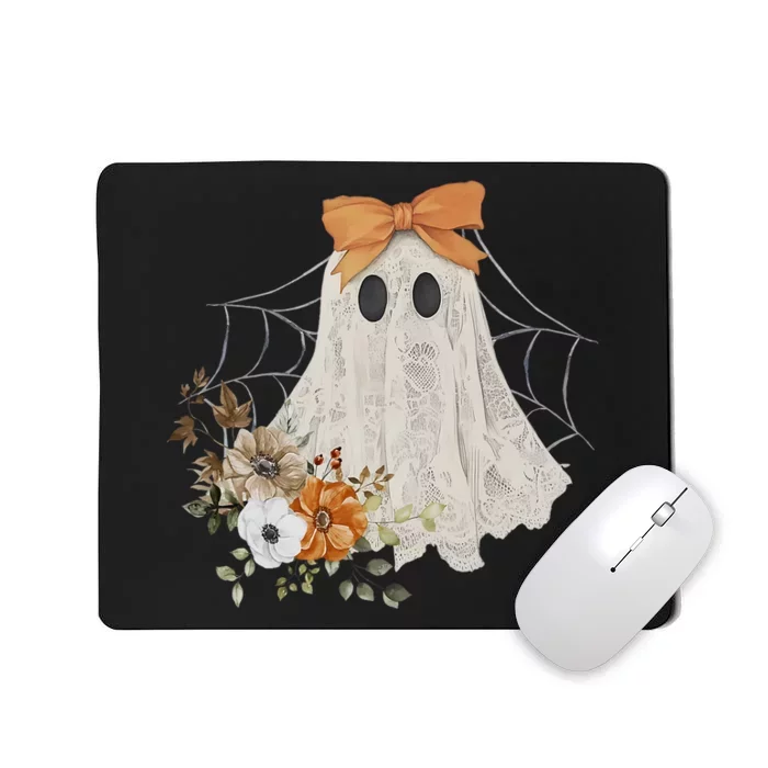 Coquette Ghost Halloween Flower Ghost Spooky Lace Ghost Mousepad