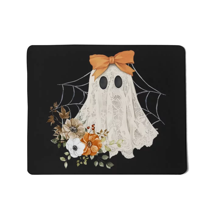 Coquette Ghost Halloween Flower Ghost Spooky Lace Ghost Mousepad