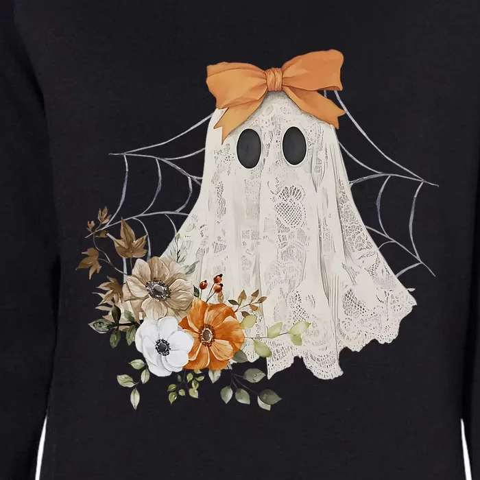 Coquette Ghost Halloween Flower Ghost Spooky Lace Ghost Womens California Wash Sweatshirt