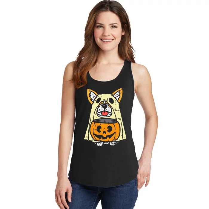 Corgi Ghost Halloween Costume for Dog Lovers Ladies Essential Tank