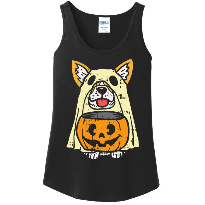 Corgi Ghost Halloween Costume for Dog Lovers Ladies Essential Tank