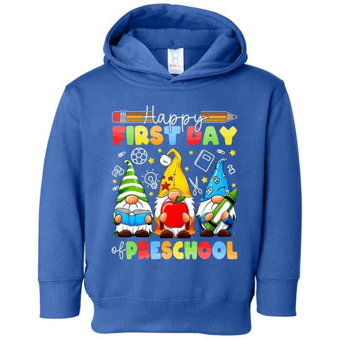 Cute Gnomes Happy First Day Of Preschool Teacher Students Gift Toddler Hoodie