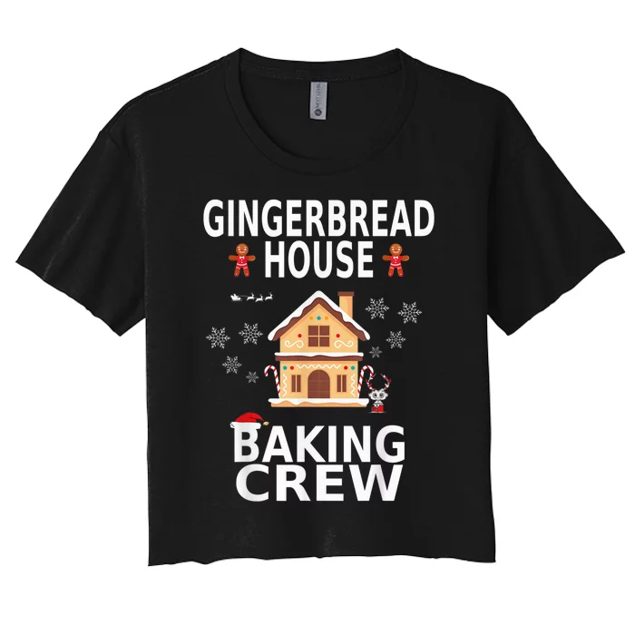 Christmas Gingerbread House Baking Crew Pajamas Matching Kid Women's Crop Top Tee