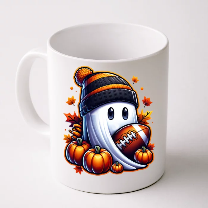 Cute Ghost Halloween Ghost Football Funny Ghost Cool Gift Front & Back Coffee Mug