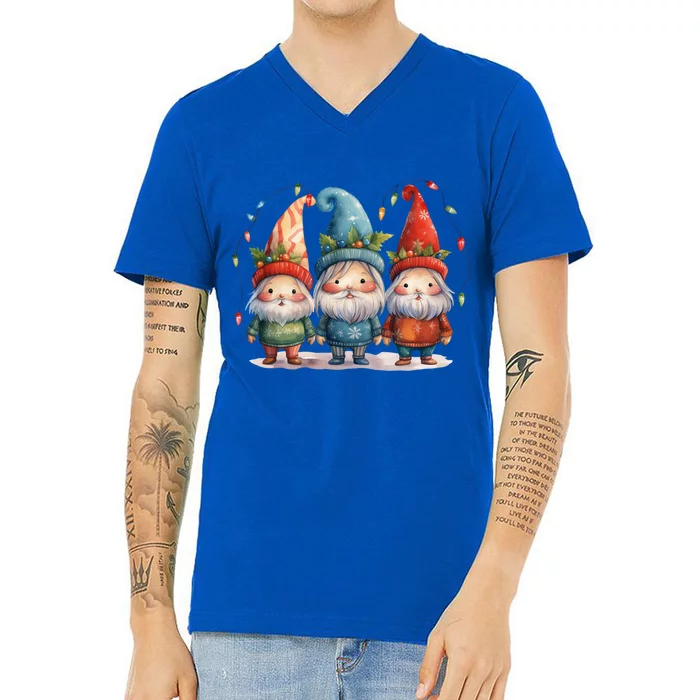 Christmas Gnomies Happy Holiday Xmas Gnomies Lover Gift V-Neck T-Shirt