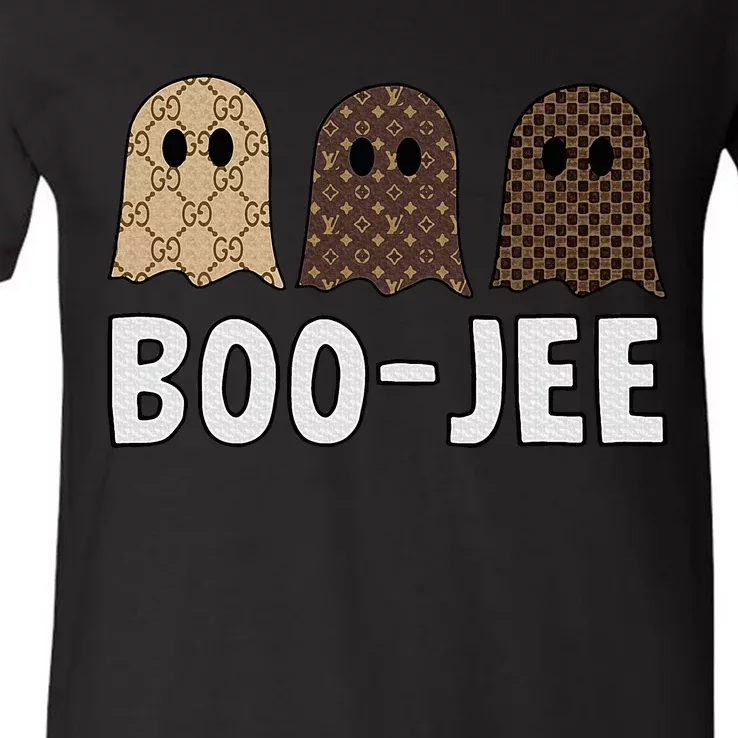 Cute Ghost Halloween Costume Boujee BooJee Spooky Season V-Neck T-Shirt