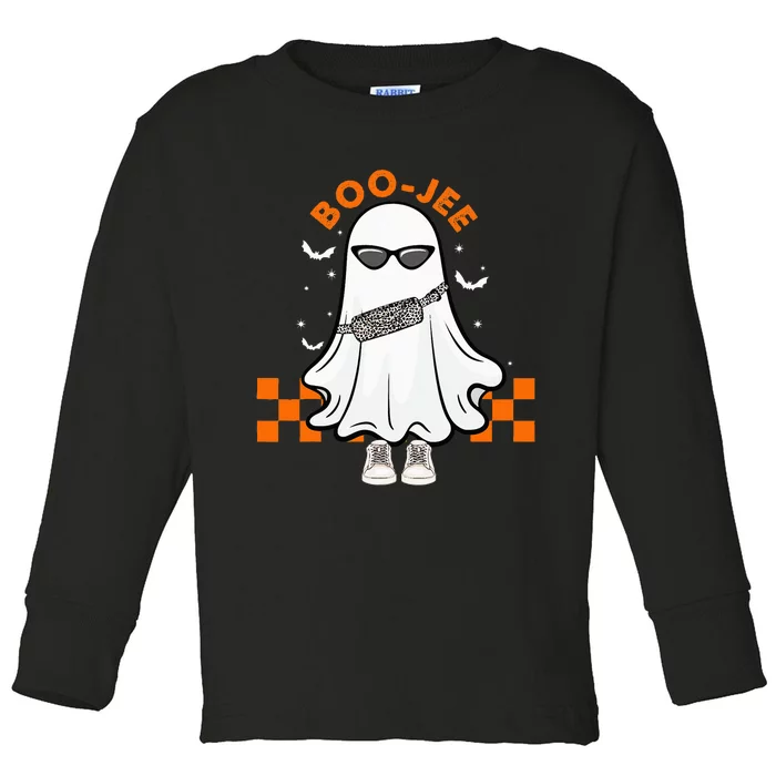 Cute Ghost Halloween Costume Spooky Season Boujee BooJee Toddler Long Sleeve Shirt