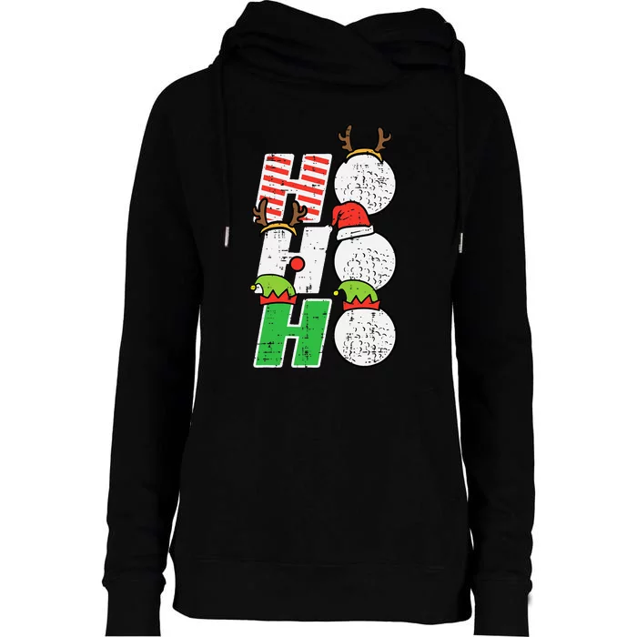 Christmas Golf Ho Ho Ho Funny Xmas Golfing Sports Golfer Womens Funnel Neck Pullover Hood