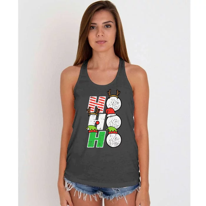 Christmas Golf Ho Ho Ho Funny Xmas Golfing Sports Golfer Women's Knotted Racerback Tank