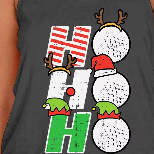 Christmas Golf Ho Ho Ho Funny Xmas Golfing Sports Golfer Women's Knotted Racerback Tank