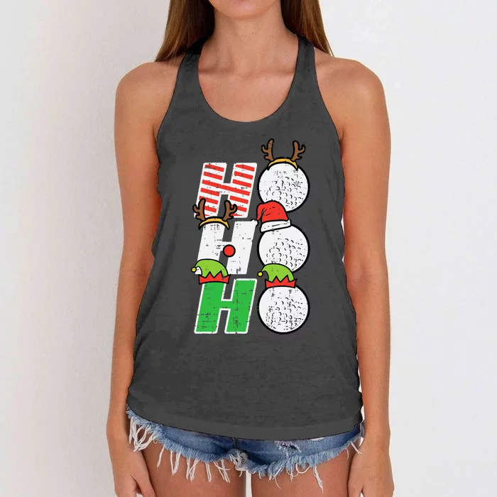 Christmas Golf Ho Ho Ho Funny Xmas Golfing Sports Golfer Women's Knotted Racerback Tank