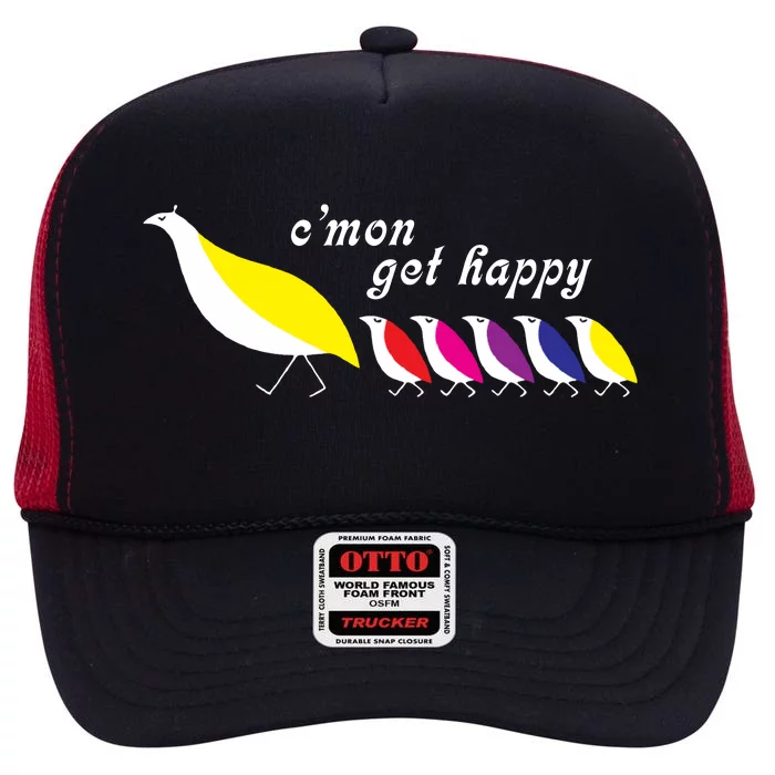 CMon Get Happy Vintage Retro High Crown Mesh Trucker Hat