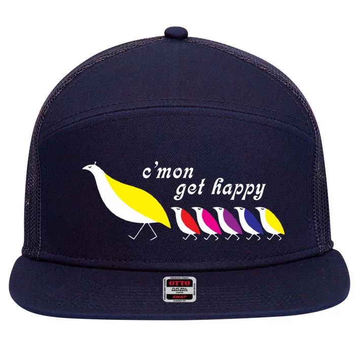 CMon Get Happy Vintage Retro 7 Panel Mesh Trucker Snapback Hat