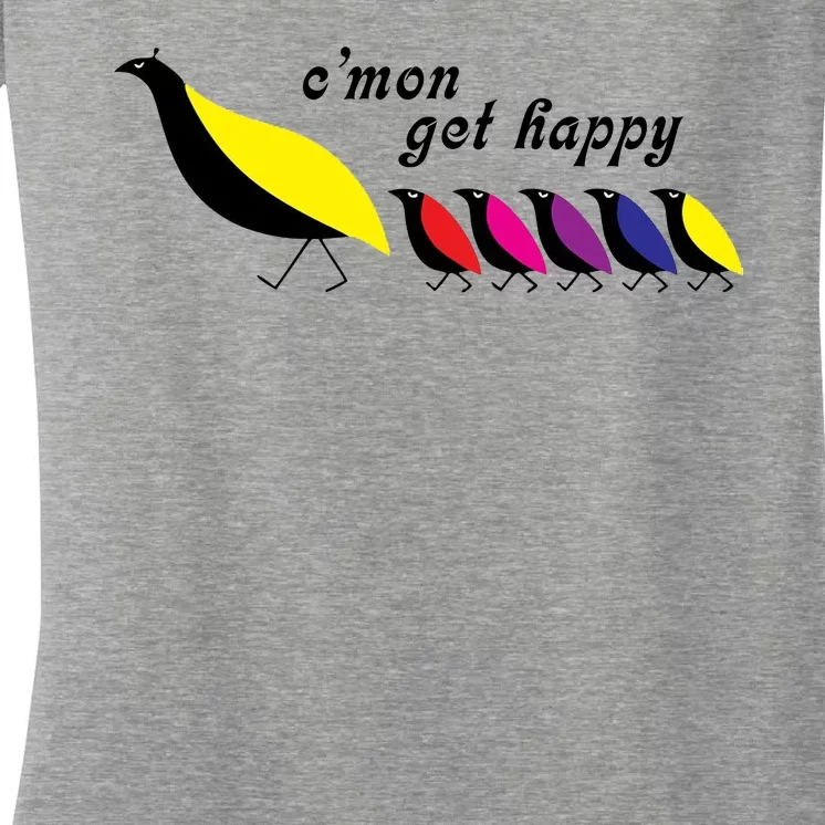 CMon Get Happy Vintage Retro Women's V-Neck T-Shirt