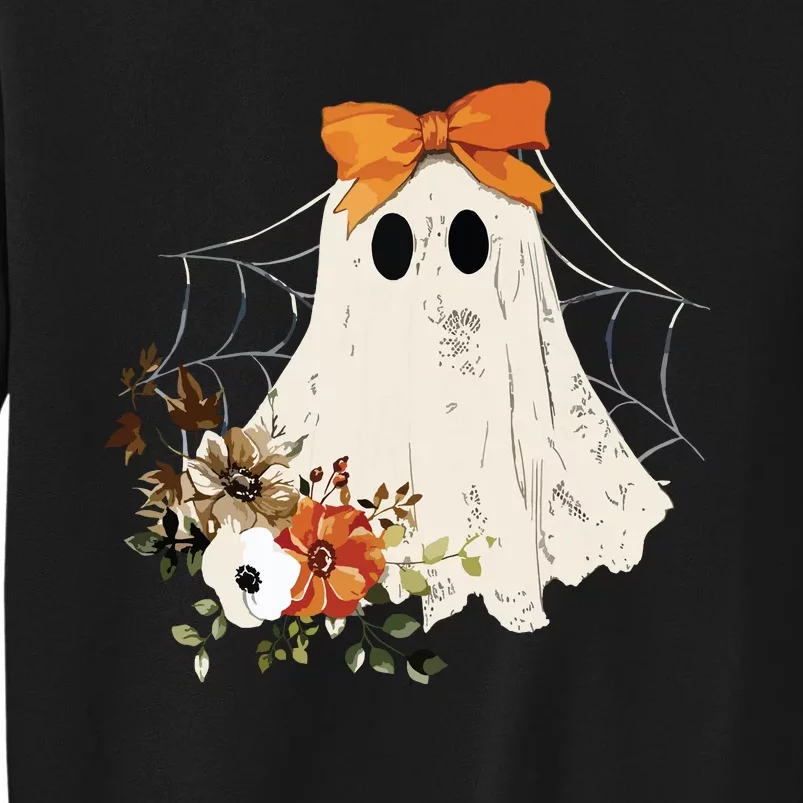 Coquette Ghost Halloween Flower Ghost Spooky Lace Ghost Sweatshirt