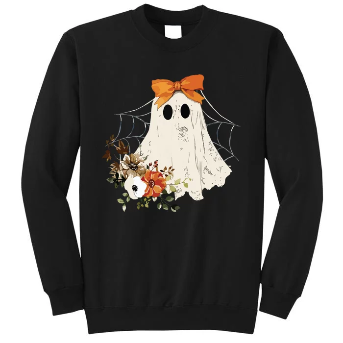 Coquette Ghost Halloween Flower Ghost Spooky Lace Ghost Sweatshirt