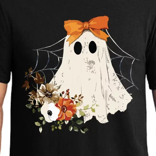 Coquette Ghost Halloween Flower Ghost Spooky Lace Ghost Pajama Set