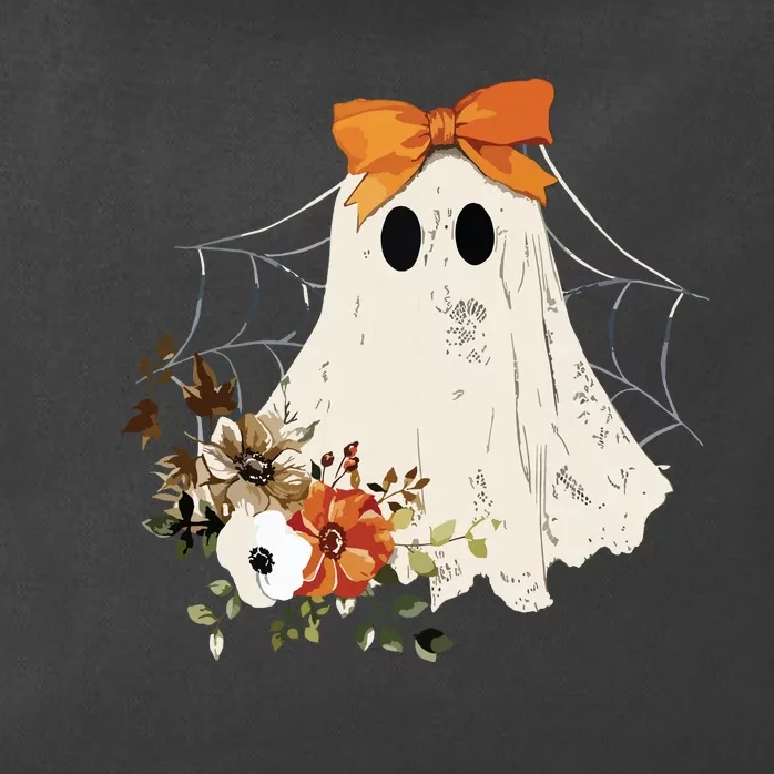 Coquette Ghost Halloween Flower Ghost Spooky Lace Ghost Zip Tote Bag