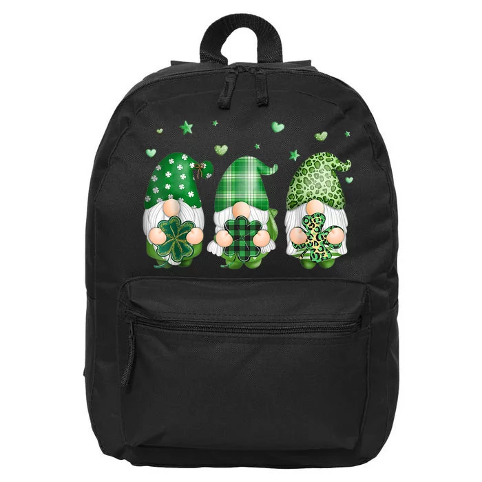 Cute Gnomes Holding Shamrock Leopard Plaid St Patrick's Day 16 in Basic Backpack