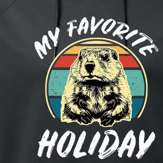 Cute Groundhog Holiday Performance Fleece Hoodie