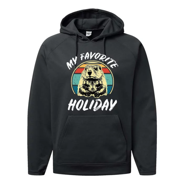 Cute Groundhog Holiday Performance Fleece Hoodie