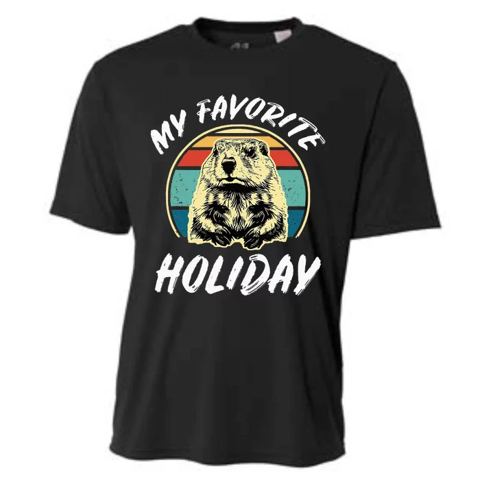 Cute Groundhog Holiday Cooling Performance Crew T-Shirt