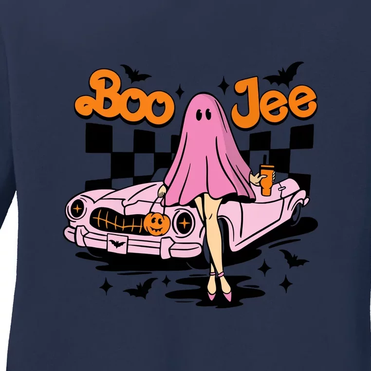 Cute Ghost Halloween Costume Boo Jee Spooky Season Gift Ladies Long Sleeve Shirt