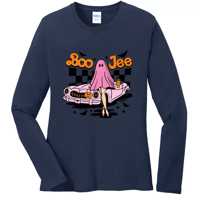 Cute Ghost Halloween Costume Boo Jee Spooky Season Gift Ladies Long Sleeve Shirt