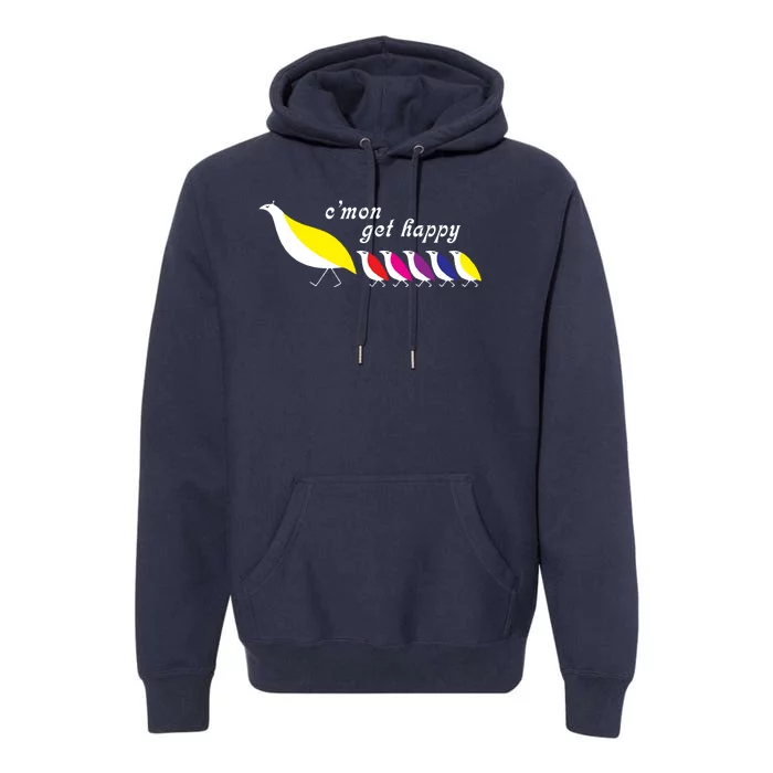 Cmon Get Happy Bird Vintage Retro Premium Hoodie