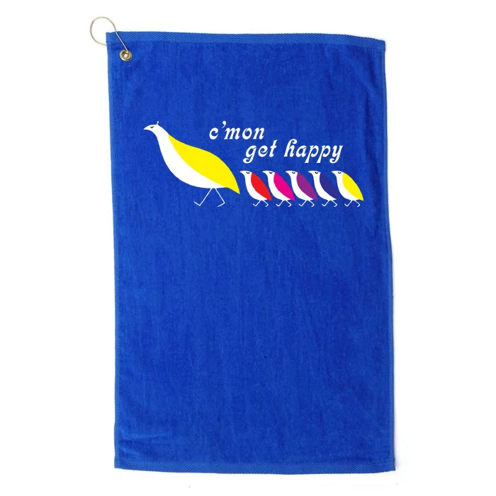 Cmon Get Happy Bird Vintage Retro Platinum Collection Golf Towel