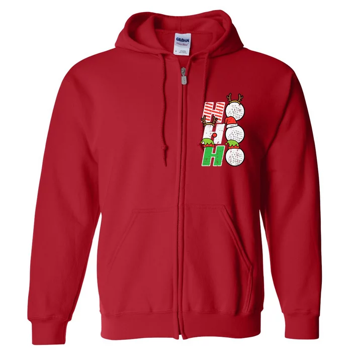 Christmas Golf Ho Ho Ho Funny Xmas Golfing Sports Golfer Full Zip Hoodie