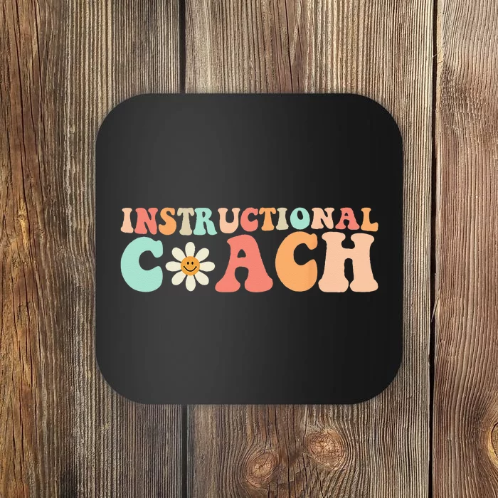 Cute Groovy Instructional Coach Crew Retro Back To School Coaster