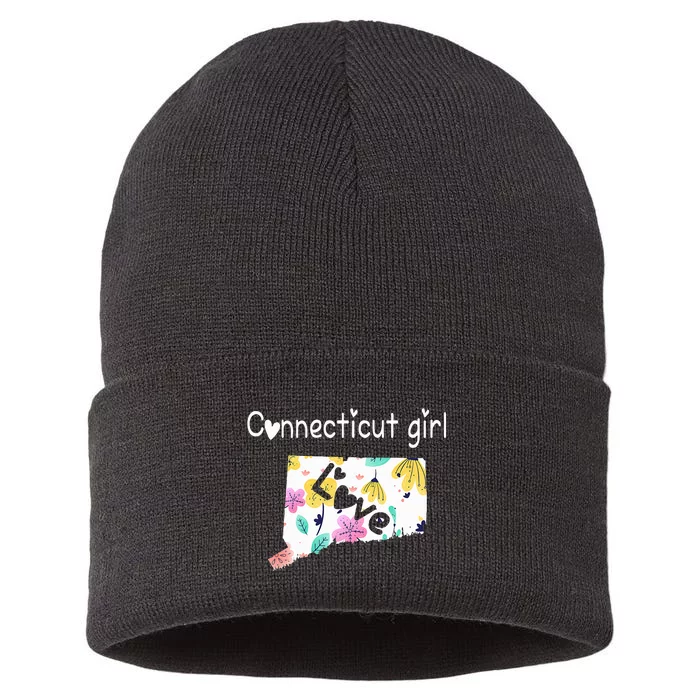 Connecticut Girl I Love Connecticut Home Sustainable Knit Beanie