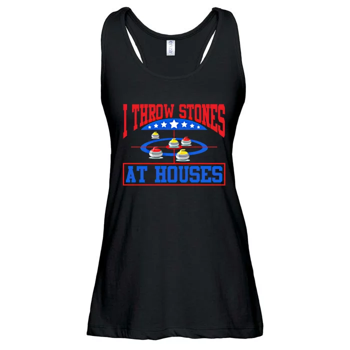 Curling Game I Throw Stones At Houses Curler Curling Great Gift Ladies Essential Flowy Tank