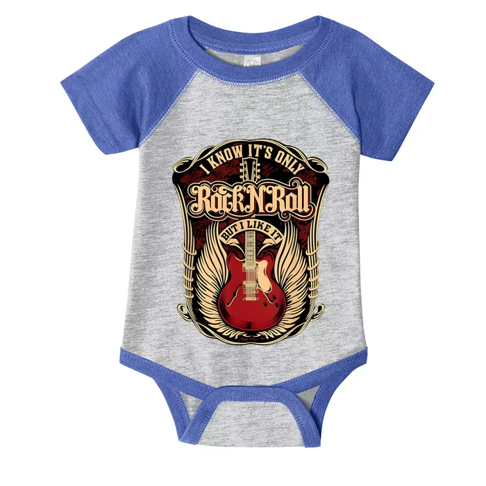 Classic Guitar I Know ItS Only Rock And Roll Crest Cute Gift Infant Baby Jersey Bodysuit