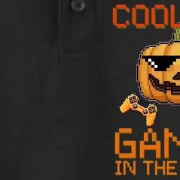 Coolest Gamer In The Patch Pumpkin Halloween Dry Zone Grid Performance Polo