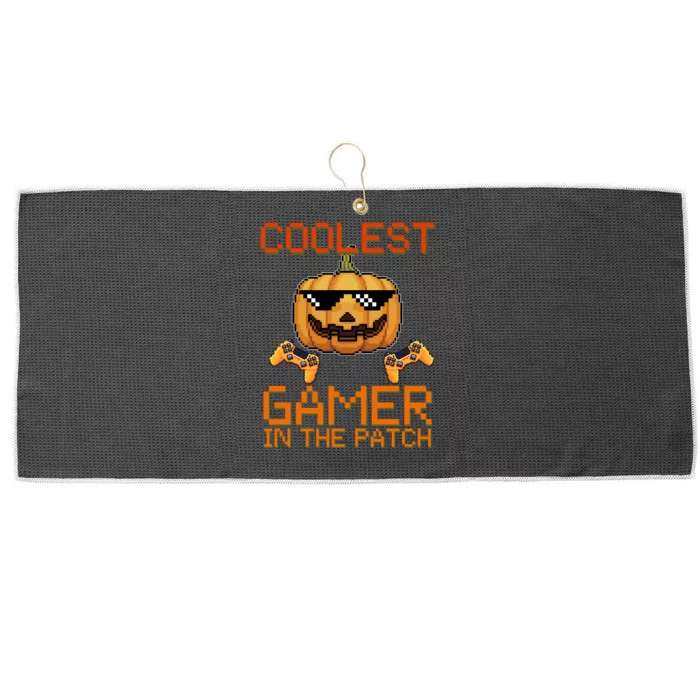 Coolest Gamer In The Patch Pumpkin Halloween Large Microfiber Waffle Golf Towel