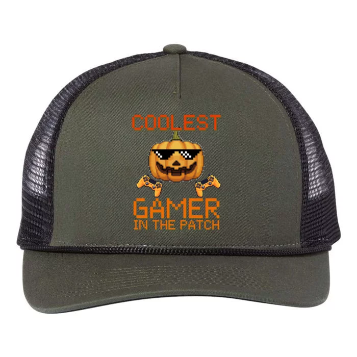 Coolest Gamer In The Patch Pumpkin Halloween Retro Rope Trucker Hat Cap