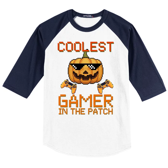 Coolest Gamer In The Patch Pumpkin Halloween Baseball Sleeve Shirt