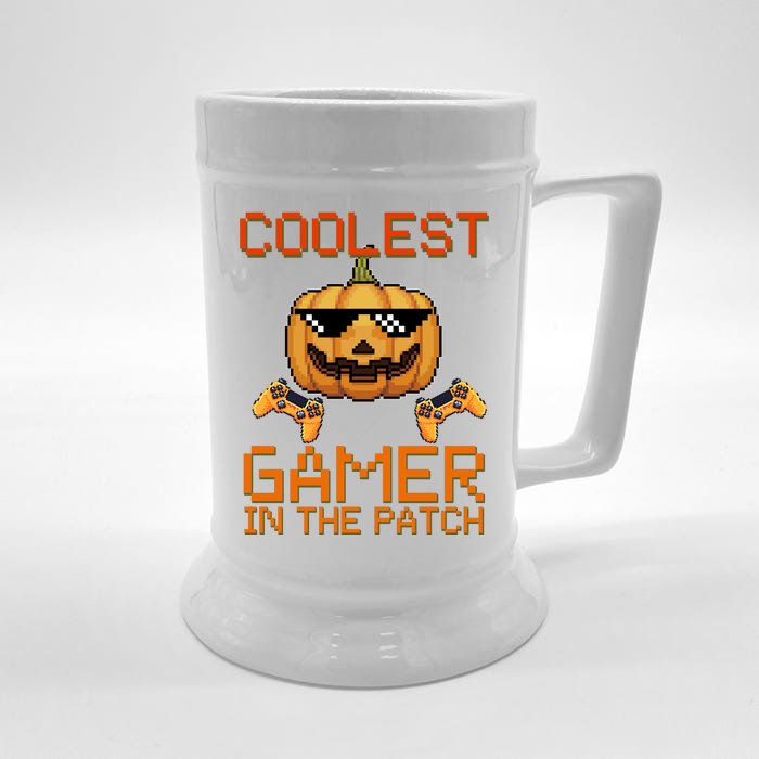 Coolest Gamer In The Patch Pumpkin Halloween Front & Back Beer Stein