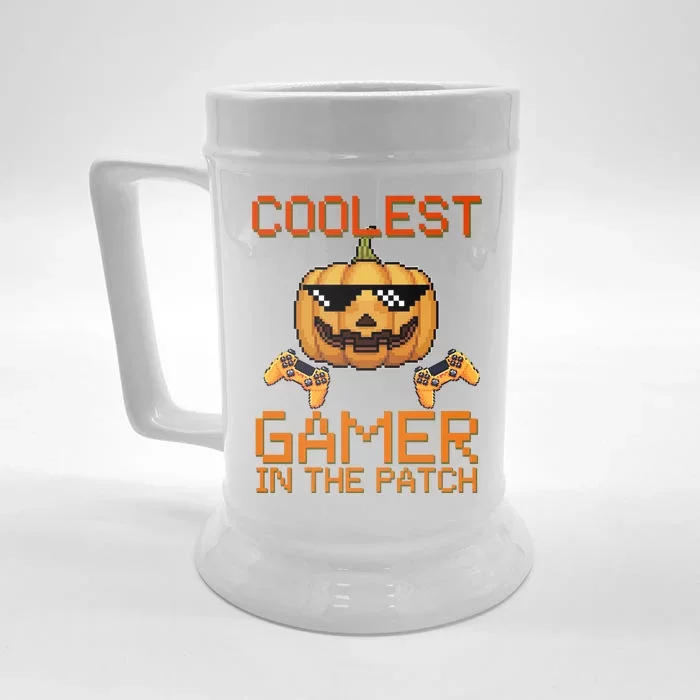 Coolest Gamer In The Patch Pumpkin Halloween Front & Back Beer Stein