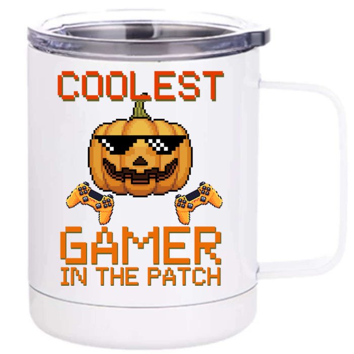 Coolest Gamer In The Patch Pumpkin Halloween Front & Back 12oz Stainless Steel Tumbler Cup