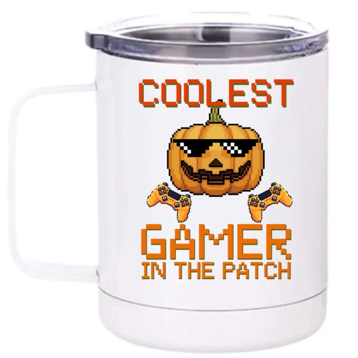 Coolest Gamer In The Patch Pumpkin Halloween Front & Back 12oz Stainless Steel Tumbler Cup