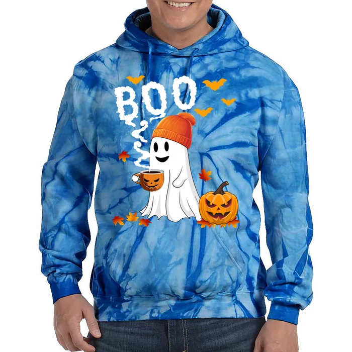 Cute Ghost Ing Coffe Fall Halloween Pumkins Boo Costume Meaningful Gift Tie Dye Hoodie