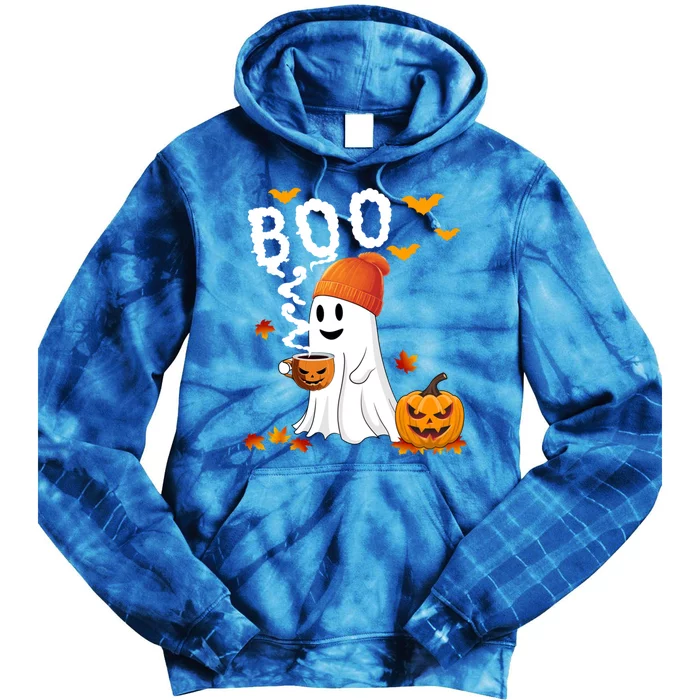 Cute Ghost Ing Coffe Fall Halloween Pumkins Boo Costume Meaningful Gift Tie Dye Hoodie